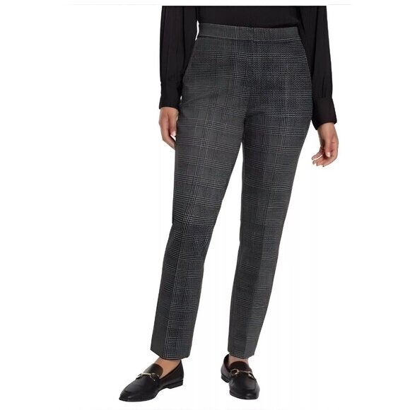 NWT Size 8 Banana Republic Plaid Work Trousers Gray & Charcoal Office Pant - Picture 1 of 16